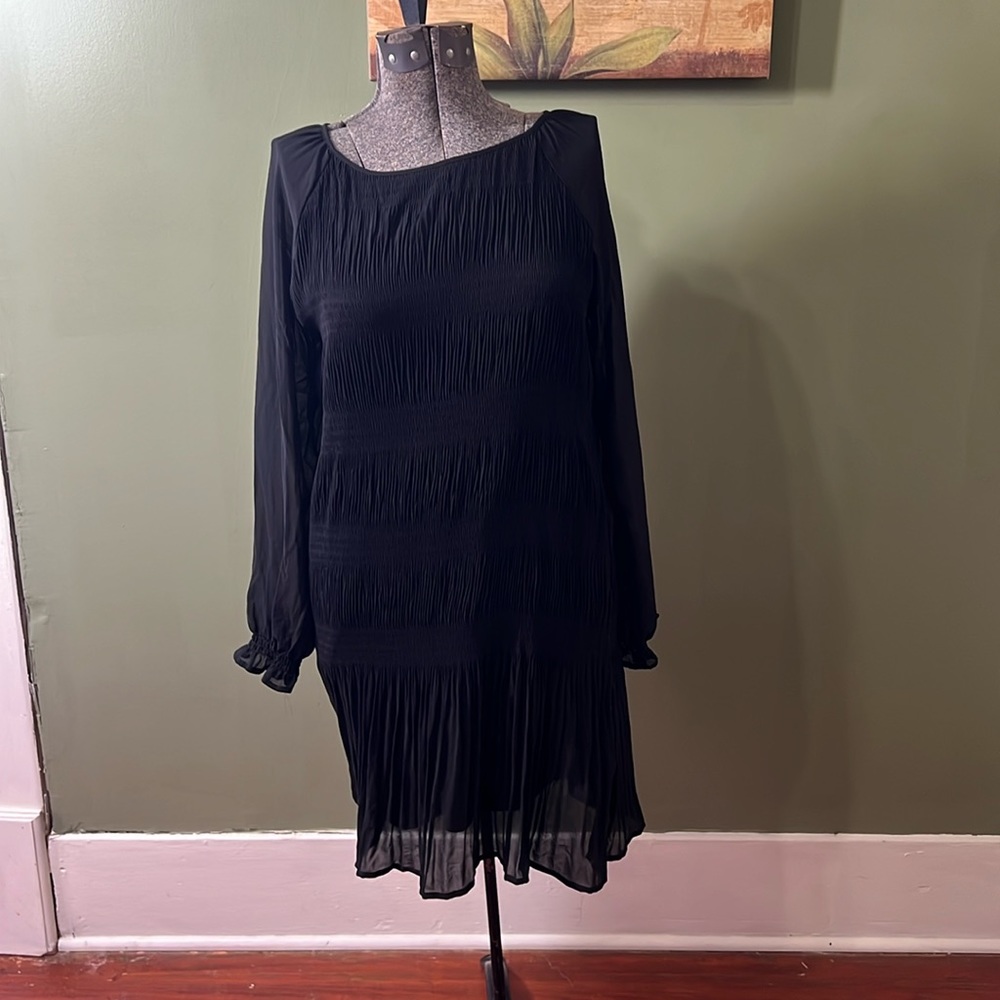 NWOT Davina black long sleeved chiffon dress